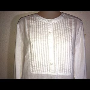 Lane Bryant White Linen Button Down Blouse 14/16